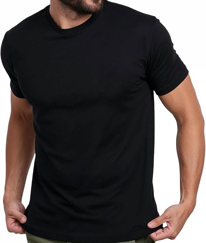 INTO THE AM Mens T Shirts Soft Cotton Blend Crew Neck Tee S - 4XL Athletic Fit Plain Casual T-Shirt for Men