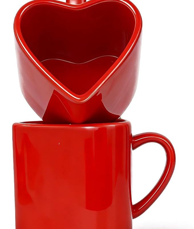 2 Pack Valentines Mugs Coffee Mug Heart Mugs Romantic Ceramic Cups