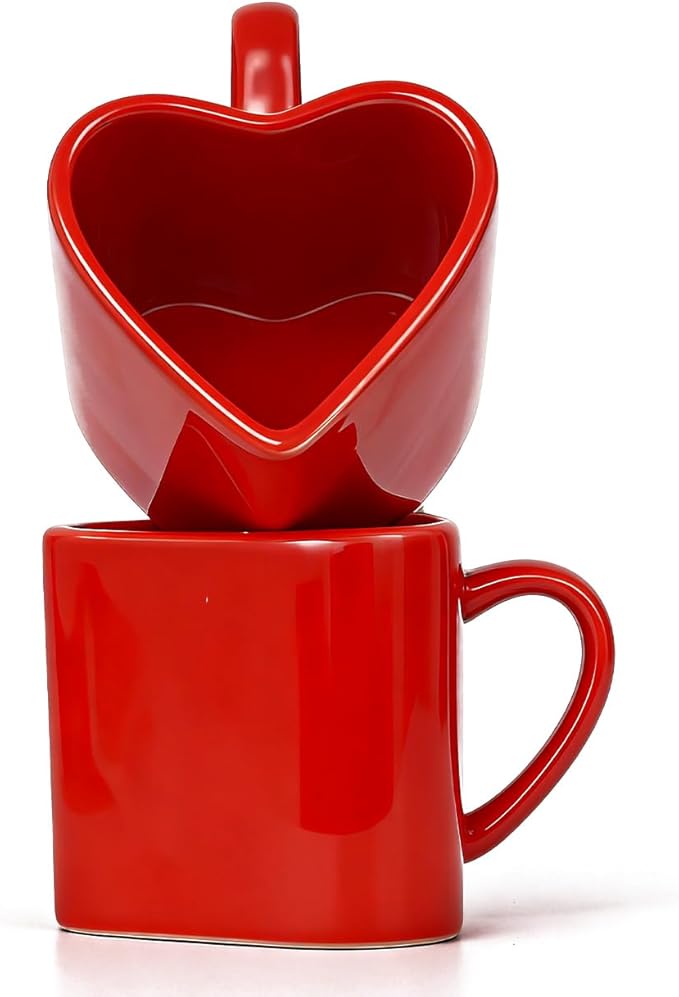2 Pack Valentines Mugs Coffee Mug Heart Mugs Romantic Ceramic Cups